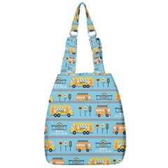 Buses-cartoon-pattern-vector Center Zip Backpack by Jancukart