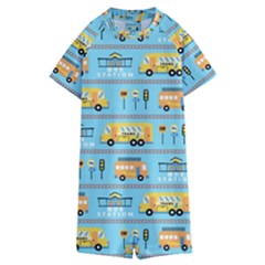 Buses-cartoon-pattern-vector Kids  Boyleg Half Suit Swimwear