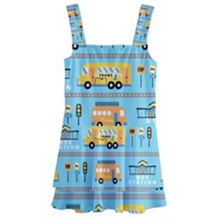 Buses-cartoon-pattern-vector Kids  Layered Skirt Swimsuit by Jancukart