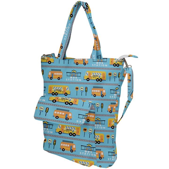 Buses-cartoon-pattern-vector Shoulder Tote Bag