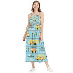 Buses-cartoon-pattern-vector Boho Sleeveless Summer Dress