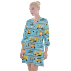 Buses-cartoon-pattern-vector Open Neck Shift Dress