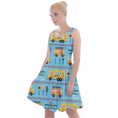 Buses-cartoon-pattern-vector Knee Length Skater Dress by Jancukart