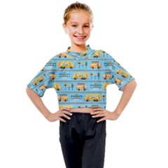 Buses-cartoon-pattern-vector Kids Mock Neck Tee