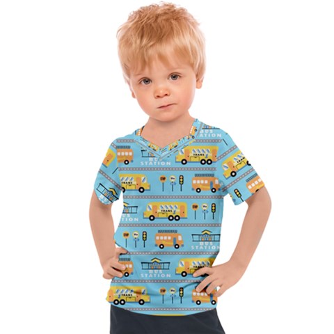 Buses-cartoon-pattern-vector Kids  Sports Tee by Jancukart