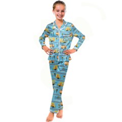 Buses-cartoon-pattern-vector Kid s Satin Long Sleeve Pajamas Set by Jancukart