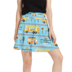 Buses-cartoon-pattern-vector Waistband Skirt by Jancukart