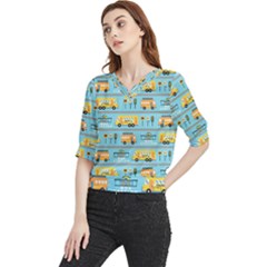 Buses-cartoon-pattern-vector Quarter Sleeve Blouse