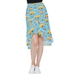 Buses-cartoon-pattern-vector Frill Hi Low Chiffon Skirt by Jancukart