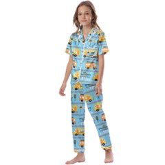 Buses-cartoon-pattern-vector Kids  Satin Short Sleeve Pajamas Set by Jancukart