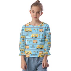 Buses-cartoon-pattern-vector Kids  Cuff Sleeve Top