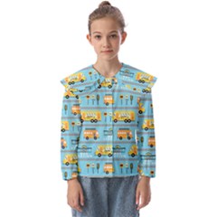 Buses-cartoon-pattern-vector Kids  Peter Pan Collar Blouse