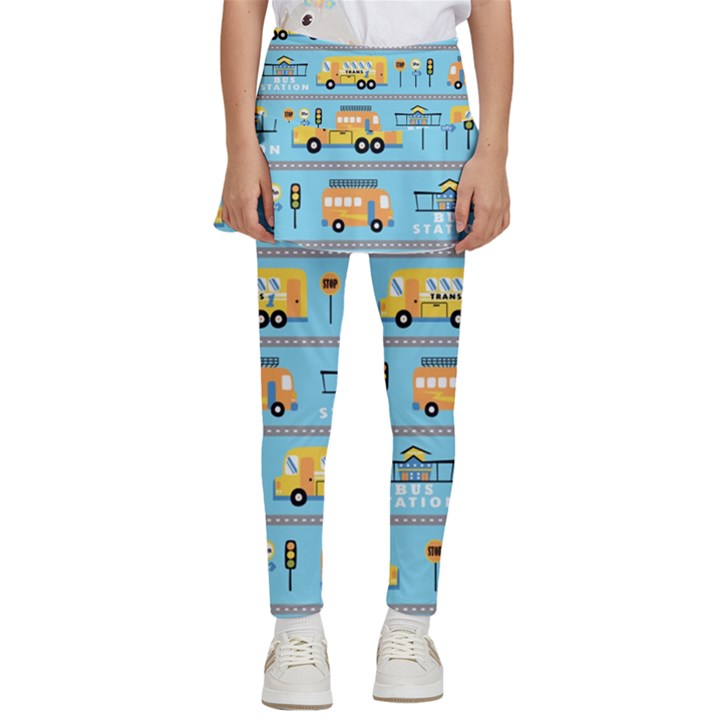 Buses-cartoon-pattern-vector Kids  Skirted Pants