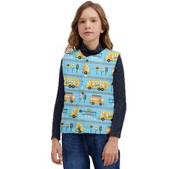 Buses-cartoon-pattern-vector Kid s Short Button Up Puffer Vest	