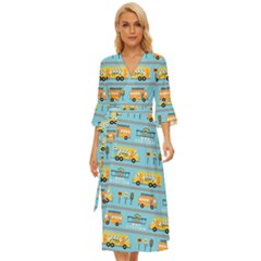 Buses-cartoon-pattern-vector Midsummer Wrap Dress