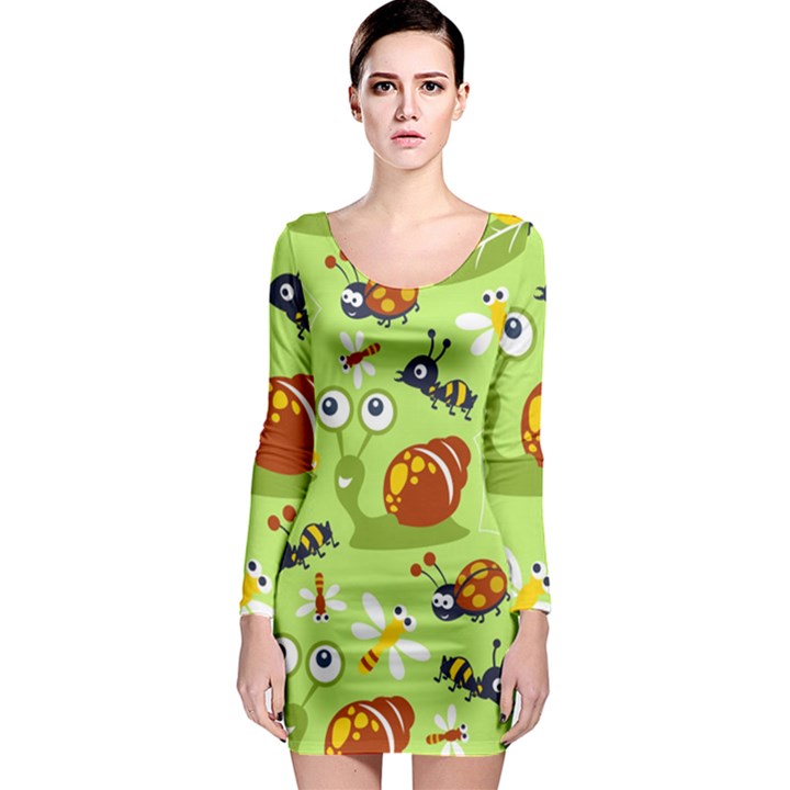 Little-animals-cartoon Long Sleeve Bodycon Dress