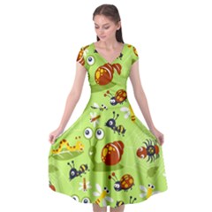 Little-animals-cartoon Cap Sleeve Wrap Front Dress by Jancukart