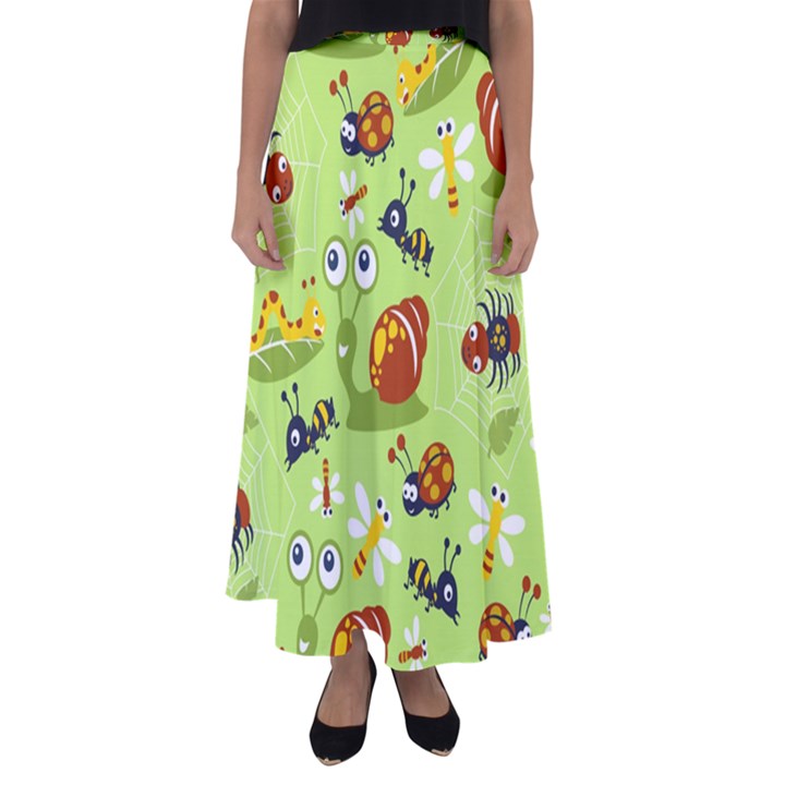 Little-animals-cartoon Flared Maxi Skirt