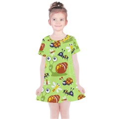 Little-animals-cartoon Kids  Simple Cotton Dress by Jancukart