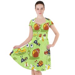 Little-animals-cartoon Cap Sleeve Midi Dress