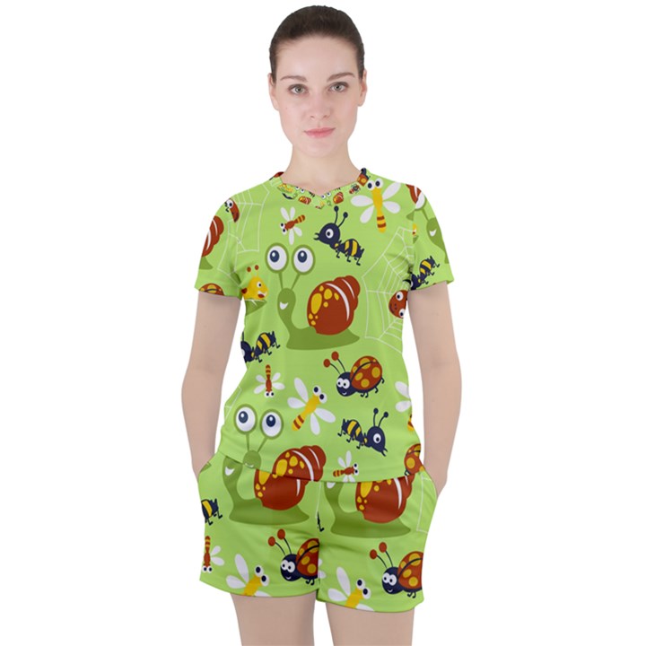 Little-animals-cartoon Women s Tee and Shorts Set