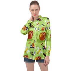 Little-animals-cartoon Long Sleeve Satin Shirt