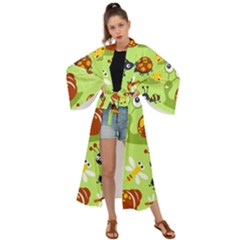 Little-animals-cartoon Maxi Kimono by Jancukart