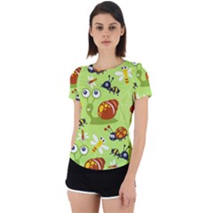 Little-animals-cartoon Back Cut Out Sport Tee