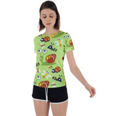 Little-animals-cartoon Back Circle Cutout Sports Tee