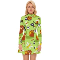 Little-animals-cartoon Long Sleeve Velour Longline Dress by Jancukart