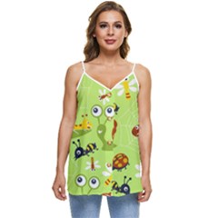 Little-animals-cartoon Casual Spaghetti Strap Chiffon Top