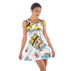 Vector-seamless-pattern-cute-fishing-animals-cartoon Cotton Racerback Dress