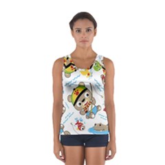 Vector-seamless-pattern-cute-fishing-animals-cartoon Sport Tank Top 