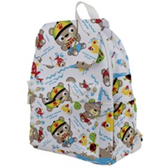 Vector-seamless-pattern-cute-fishing-animals-cartoon Top Flap Backpack