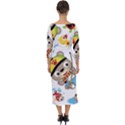 Vector-seamless-pattern-cute-fishing-animals-cartoon Quarter Sleeve Midi Bodycon Dress View2