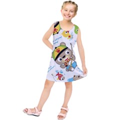 Vector-seamless-pattern-cute-fishing-animals-cartoon Kids  Tunic Dress by Jancukart