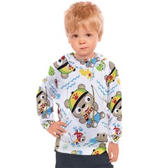 Vector-seamless-pattern-cute-fishing-animals-cartoon Kids  Hooded Pullover