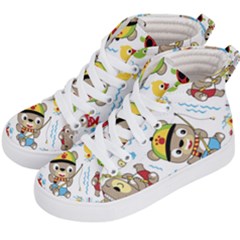 Vector-seamless-pattern-cute-fishing-animals-cartoon Kids  Hi-top Skate Sneakers by Jancukart