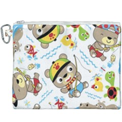 Vector-seamless-pattern-cute-fishing-animals-cartoon Canvas Cosmetic Bag (xxxl)