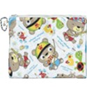 Vector-seamless-pattern-cute-fishing-animals-cartoon Canvas Cosmetic Bag (XXXL) View1