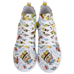 Vector-seamless-pattern-cute-fishing-animals-cartoon Men s Lightweight High Top Sneakers