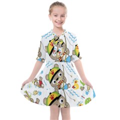 Vector-seamless-pattern-cute-fishing-animals-cartoon Kids  All Frills Chiffon Dress by Jancukart