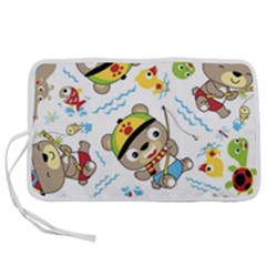 Vector-seamless-pattern-cute-fishing-animals-cartoon Pen Storage Case (l)