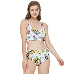 Vector-seamless-pattern-cute-fishing-animals-cartoon Frilly Bikini Set