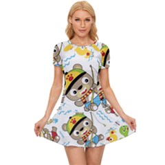 Vector-seamless-pattern-cute-fishing-animals-cartoon Women s Sports Wear Set