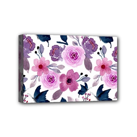 Purple-flower-butterfly-with-watercolor-seamless-pattern Mini Canvas 6  X 4  (stretched) by Jancukart