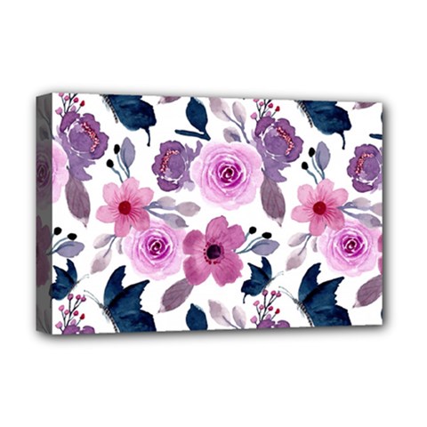 Purple-flower-butterfly-with-watercolor-seamless-pattern Deluxe Canvas 18  X 12  (stretched)