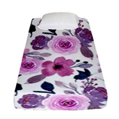 Purple-flower-butterfly-with-watercolor-seamless-pattern Fitted Sheet (single Size)