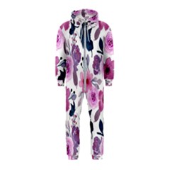 Purple-flower-butterfly-with-watercolor-seamless-pattern Hooded Jumpsuit (kids)