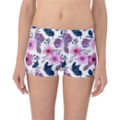 Purple-flower-butterfly-with-watercolor-seamless-pattern Boyleg Bikini Bottoms